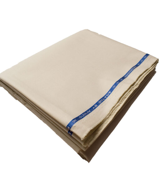 Arvind Men's Cotton Structured Stretchable  Unstitched Trouser Fabric (Cream)