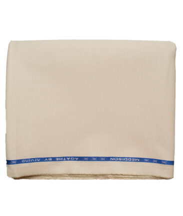 Arvind Men's Cotton Structured Stretchable  Unstitched Trouser Fabric (Cream)