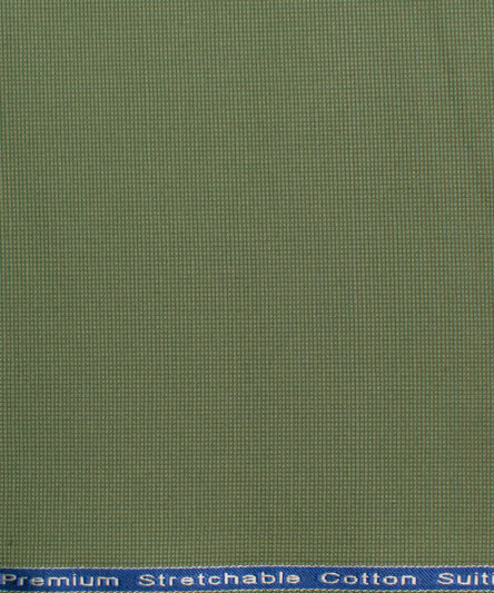 Arvind Men's Cotton Structured Stretchable  Unstitched Trouser Fabric (Green)