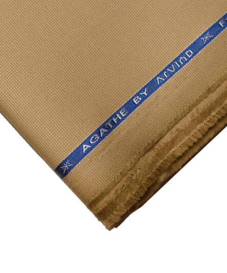 Arvind Men's Cotton Structured Stretchable  Unstitched Trouser Fabric (Khakhi)