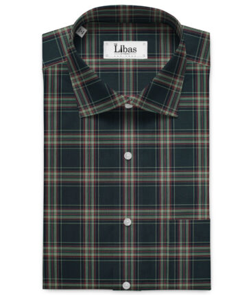 Cadini Men's Giza Cotton Checks  Unstitched Shirting Fabric (Dark Sea Green)