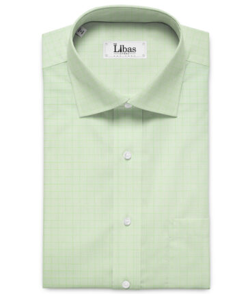 Cadini Men's Giza Cotton Checks  Unstitched Shirting Fabric (Light Green)