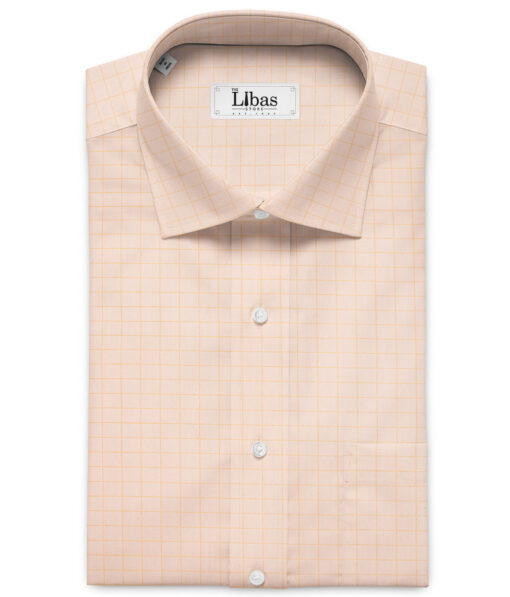 Cadini Men's Giza Cotton Checks  Unstitched Shirting Fabric (Peach)