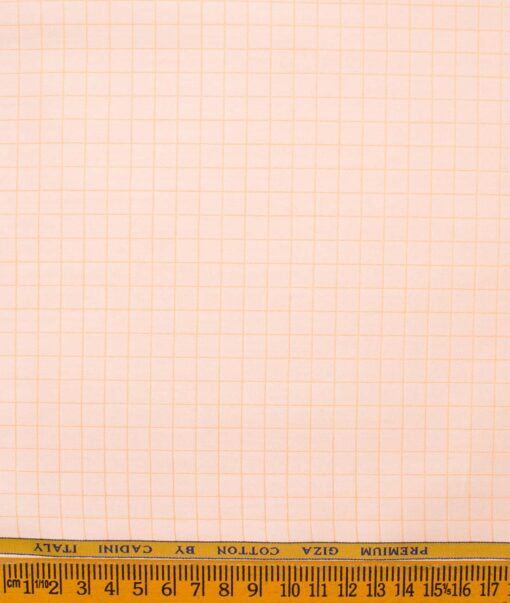 Cadini Men's Giza Cotton Checks  Unstitched Shirting Fabric (Peach)