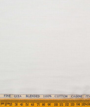 Cadini Men's Giza Cotton Striped 2.25 Meter Unstitched Shirting Fabric (White & Grey)