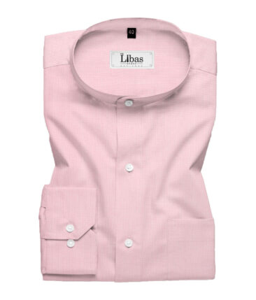 Cadini Men's Giza Cotton Checks 2.25 Meter Unstitched Shirting Fabric (White & Pink)