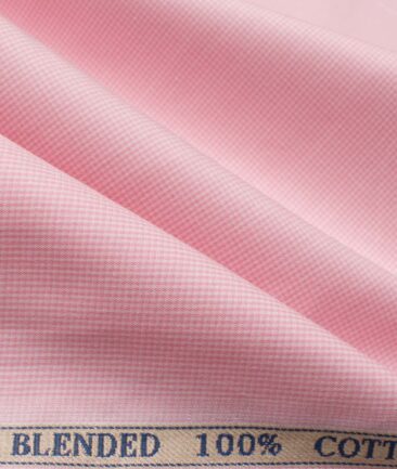 Cadini Men's Giza Cotton Checks 2.25 Meter Unstitched Shirting Fabric (White & Pink)