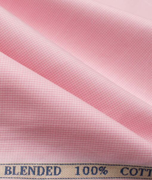 Cadini Men's Giza Cotton Checks 2.25 Meter Unstitched Shirting Fabric (White & Pink)