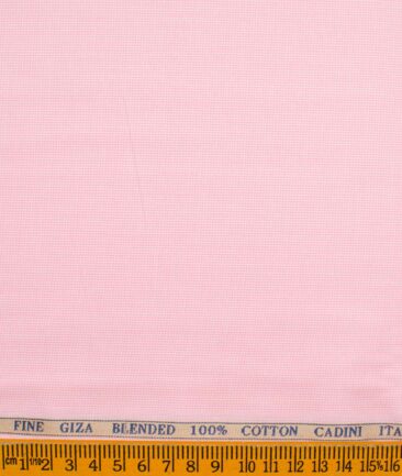 Cadini Men's Giza Cotton Checks 2.25 Meter Unstitched Shirting Fabric (White & Pink)
