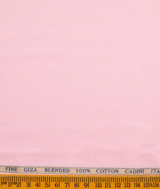 Cadini Men's Giza Cotton Checks 2.25 Meter Unstitched Shirting Fabric (White & Pink)