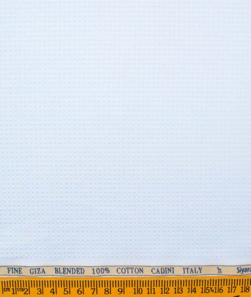 Cadini Men's Giza Cotton Stuctured  Unstitched Shirting Fabric (Sky Blue)
