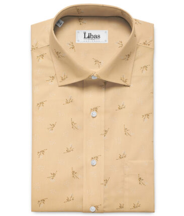 Canetti by Cadini Men's Premium Cotton Printed  Unstitched Shirting Fabric (Biscotti Beige)