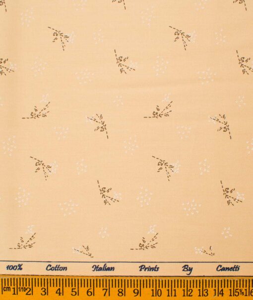 Canetti by Cadini Men's Premium Cotton Printed  Unstitched Shirting Fabric (Biscotti Beige)