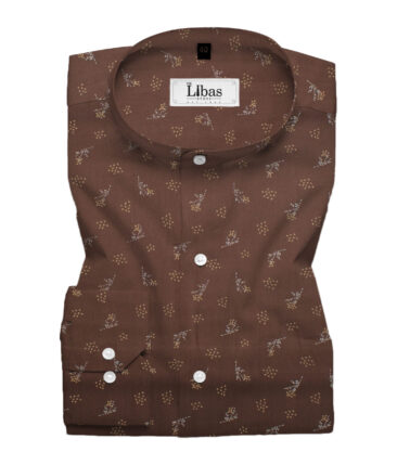Canetti by Cadini Men's Premium Cotton Printed  Unstitched Shirting Fabric (Dark Brown)