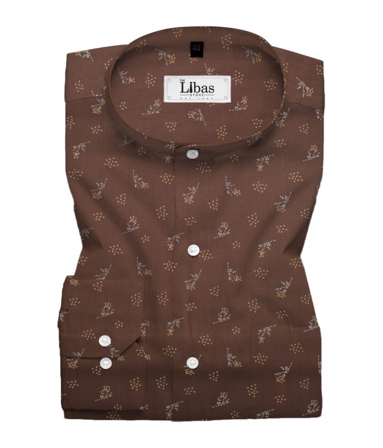 Canetti by Cadini Men's Premium Cotton Printed  Unstitched Shirting Fabric (Dark Brown)