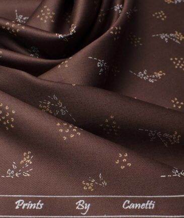 Canetti by Cadini Men's Premium Cotton Printed  Unstitched Shirting Fabric (Dark Brown)