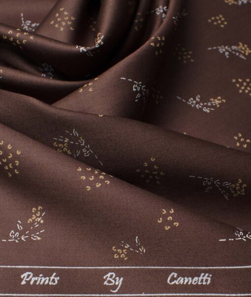 Canetti by Cadini Men's Premium Cotton Printed  Unstitched Shirting Fabric (Dark Brown)