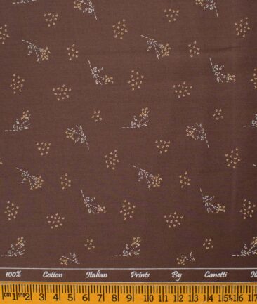 Canetti by Cadini Men's Premium Cotton Printed  Unstitched Shirting Fabric (Dark Brown)