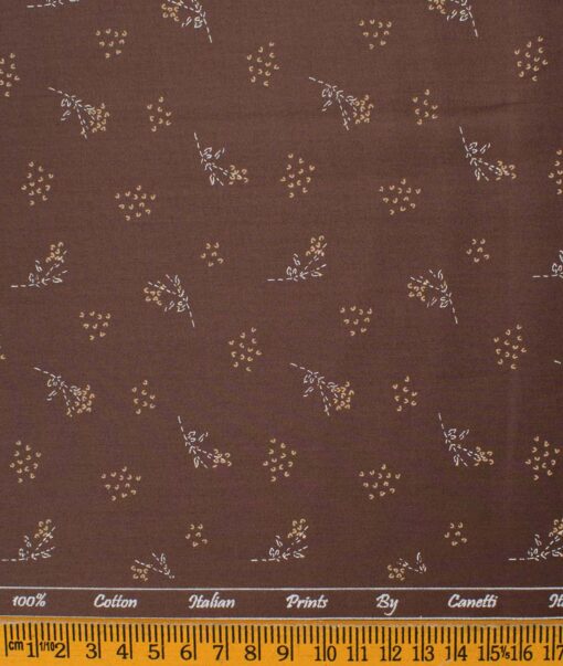 Canetti by Cadini Men's Premium Cotton Printed  Unstitched Shirting Fabric (Dark Brown)