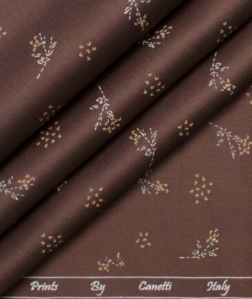 Canetti by Cadini Men's Premium Cotton Printed  Unstitched Shirting Fabric (Dark Brown)