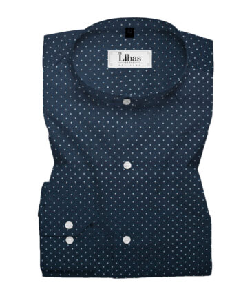 Canetti by Cadini Men's Premium Cotton Printed  Unstitched Shirting Fabric (Dark Royal Blue)
