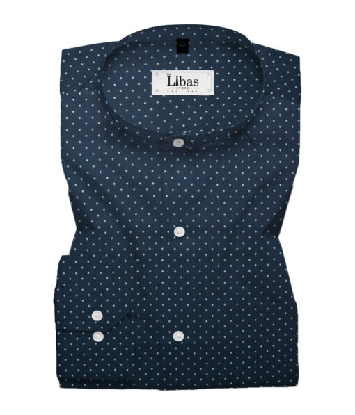 Canetti by Cadini Men's Premium Cotton Printed  Unstitched Shirting Fabric (Dark Royal Blue)