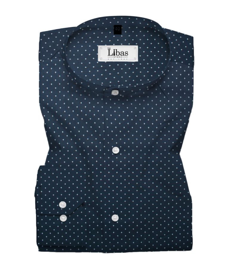 Canetti by Cadini Men's Premium Cotton Printed  Unstitched Shirting Fabric (Dark Royal Blue)