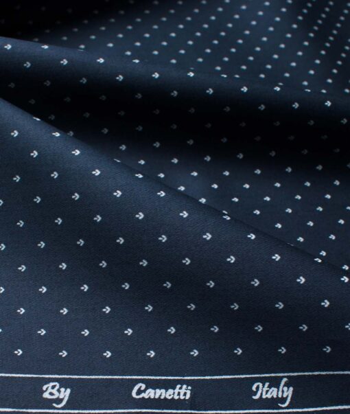 Canetti by Cadini Men's Premium Cotton Printed  Unstitched Shirting Fabric (Dark Royal Blue)