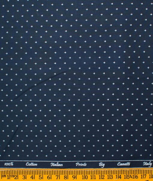 Canetti by Cadini Men's Premium Cotton Printed  Unstitched Shirting Fabric (Dark Royal Blue)