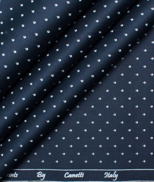 Canetti by Cadini Men's Premium Cotton Printed  Unstitched Shirting Fabric (Dark Royal Blue)