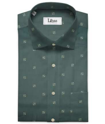 Canetti by Cadini Men's Premium Cotton Printed  Unstitched Shirting Fabric (Dark Sea Green)