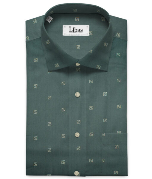 Canetti by Cadini Men's Premium Cotton Printed  Unstitched Shirting Fabric (Dark Sea Green)