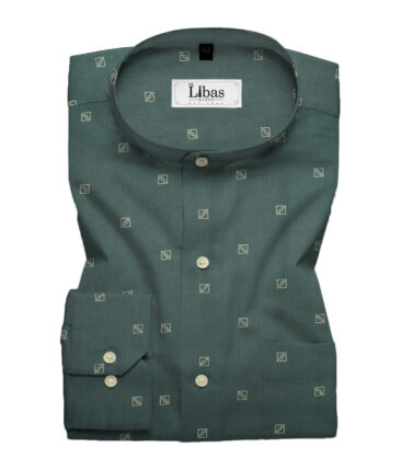Canetti by Cadini Men's Premium Cotton Printed  Unstitched Shirting Fabric (Dark Sea Green)