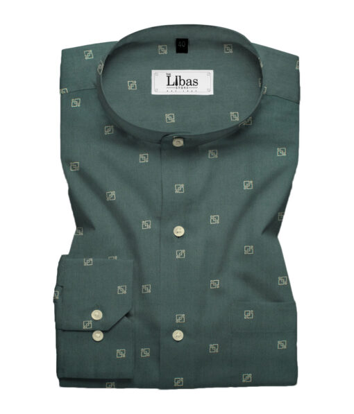 Canetti by Cadini Men's Premium Cotton Printed  Unstitched Shirting Fabric (Dark Sea Green)
