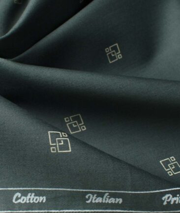 Canetti by Cadini Men's Premium Cotton Printed  Unstitched Shirting Fabric (Dark Sea Green)