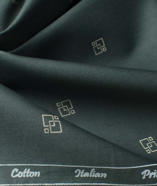 Canetti by Cadini Men's Premium Cotton Printed  Unstitched Shirting Fabric (Dark Sea Green)