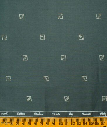 Canetti by Cadini Men's Premium Cotton Printed  Unstitched Shirting Fabric (Dark Sea Green)
