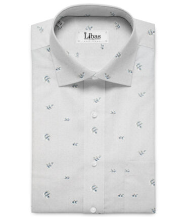 Canetti by Cadini Men's Premium Cotton Printed  Unstitched Shirting Fabric (Light Grey)