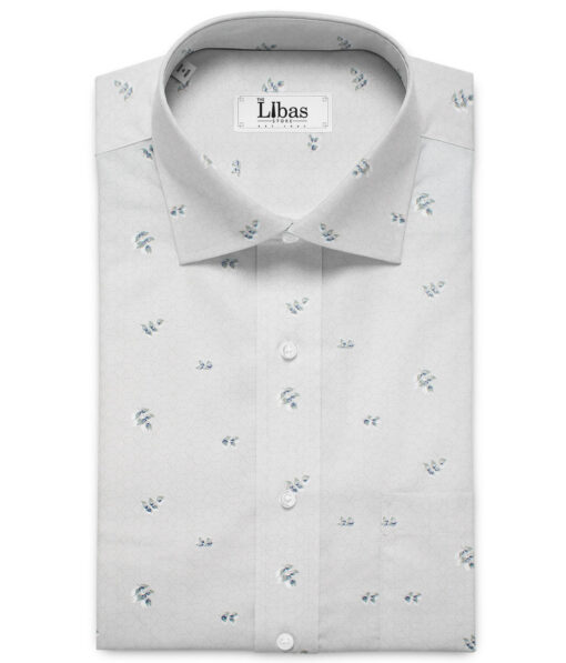 Canetti by Cadini Men's Premium Cotton Printed  Unstitched Shirting Fabric (Light Grey)