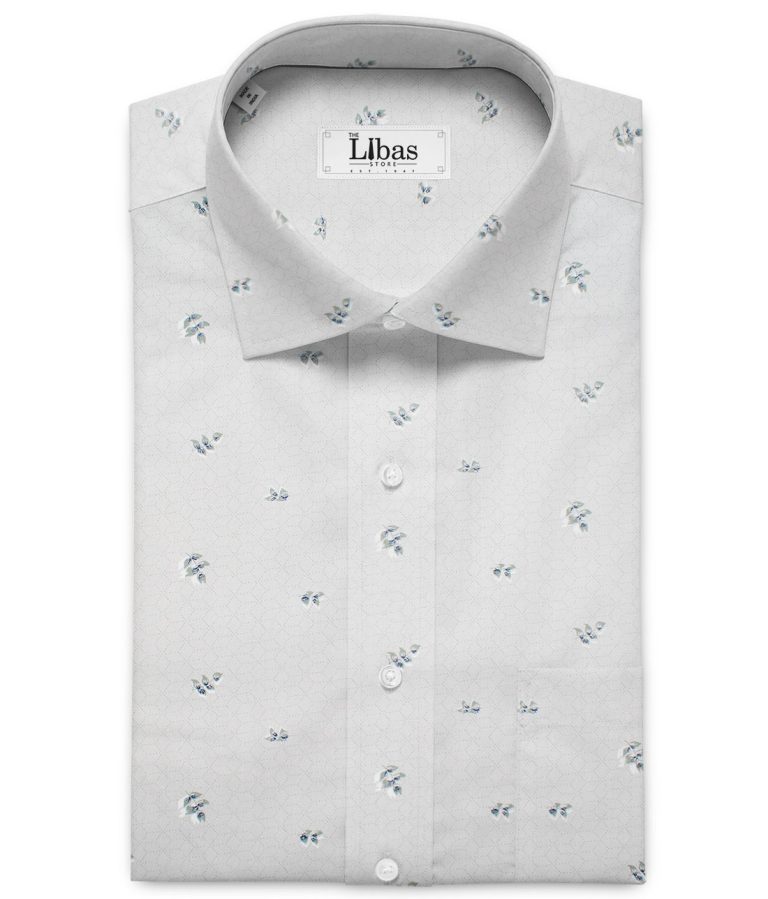 Canetti by Cadini Men's Premium Cotton Printed  Unstitched Shirting Fabric (Light Grey)