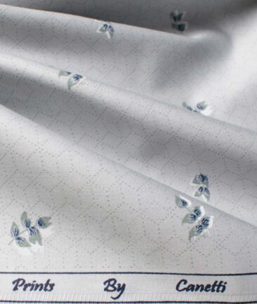 Canetti by Cadini Men's Premium Cotton Printed  Unstitched Shirting Fabric (Light Grey)