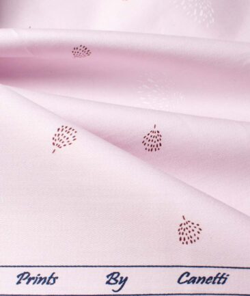 Canetti by Cadini Men's Premium Cotton Printed  Unstitched Shirting Fabric (Pink)