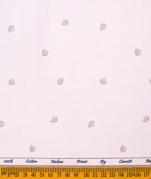 Canetti by Cadini Men's Premium Cotton Printed  Unstitched Shirting Fabric (Pink)