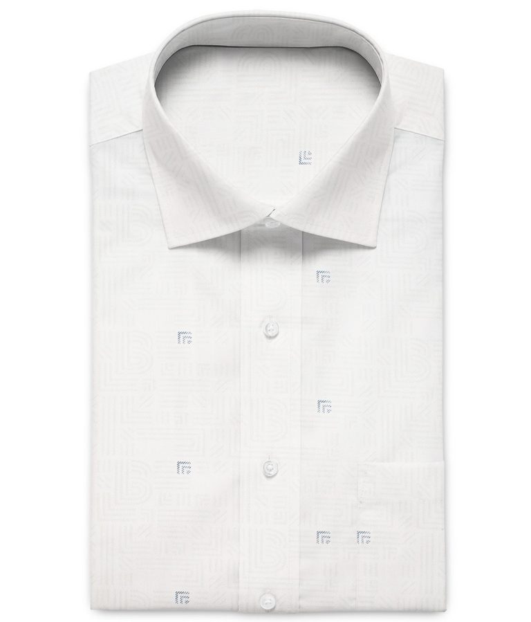 Canetti by Cadini Men's Premium Cotton Printed  Unstitched Shirting Fabric (White & Grey)