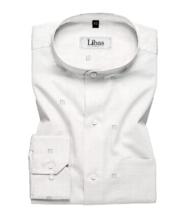 Canetti by Cadini Men's Premium Cotton Printed  Unstitched Shirting Fabric (White & Grey)