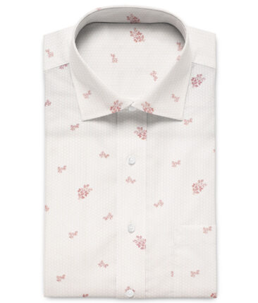 Canetti by Cadini Men's Premium Cotton Printed  Unstitched Shirting Fabric (White & Orange)