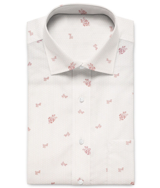 Canetti by Cadini Men's Premium Cotton Printed  Unstitched Shirting Fabric (White & Orange)