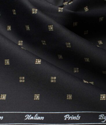 Canetti by Cadini Men's Premium Cotton Printed  Unstitched Shirting Fabric (Black & Beige)