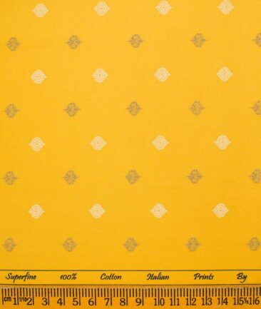 Canetti by Cadini Men's Premium Cotton Printed  Unstitched Shirting Fabric (Canary Yellow)