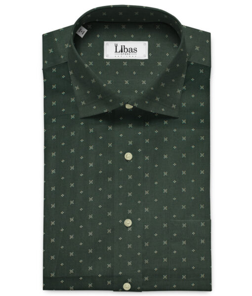 Cotton Universe Men's Premium Cotton Printed  Unstitched Shirting Fabric (Dark Sea Green)